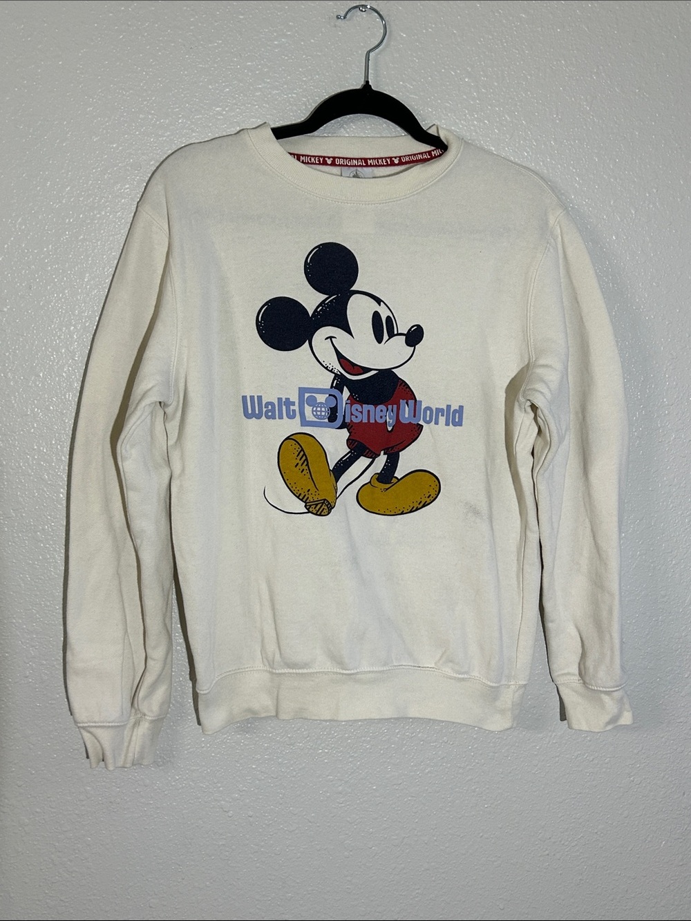 Disney Parks Walt Disney World Classic Cream Mickey Mouse Sweatshirt Sz S